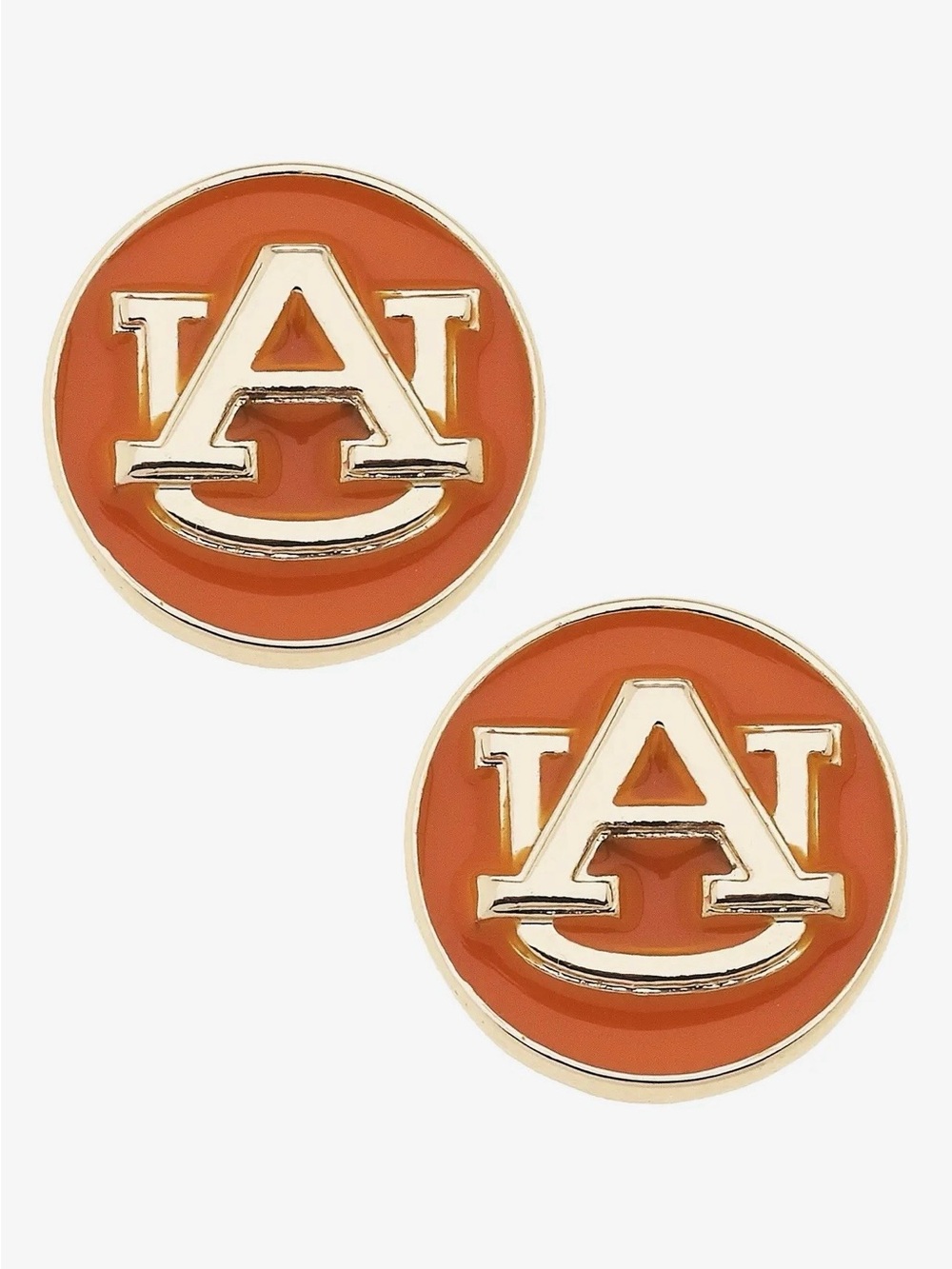 Women’s Orange Enamel AU Logo Stud Earrings